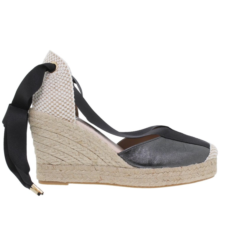936033-7AE - Sandalia Cuña Mujer Negro