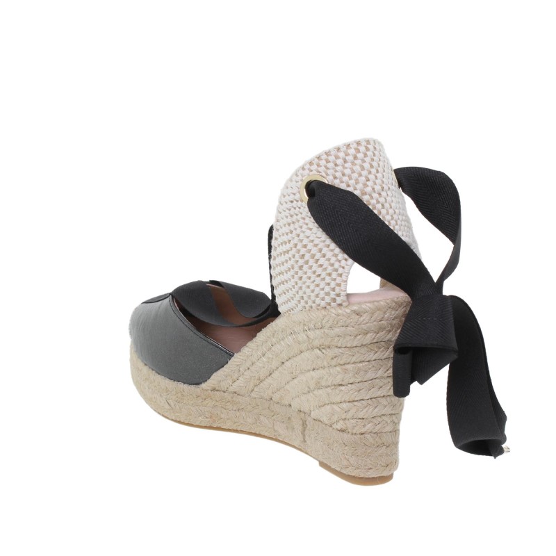 936033-7AE - Sandalia Cuña Mujer Negro